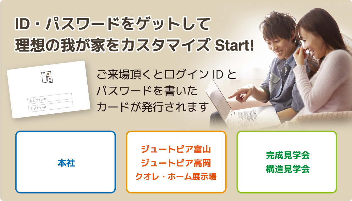 ID・パスワードをゲットして理想の我が家をカスタマイズスタート！